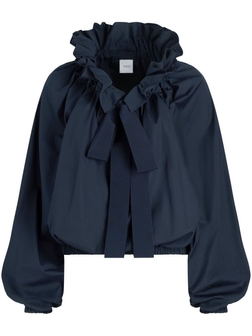 Shop Patou Navy Blue Iconic Drawstring Poplin Top