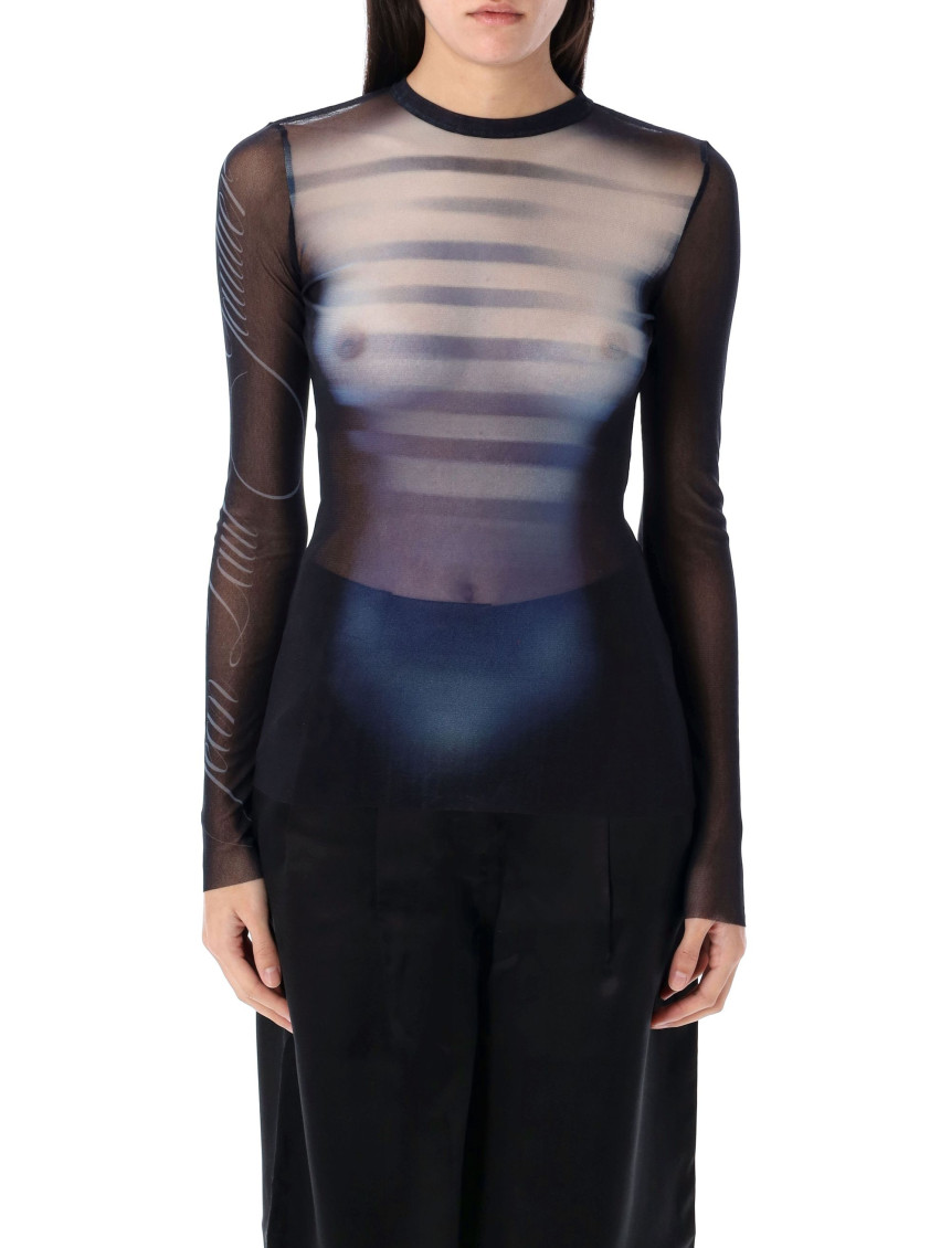 Shop Jean Paul Gaultier Blue Silhouette-print T-shirt