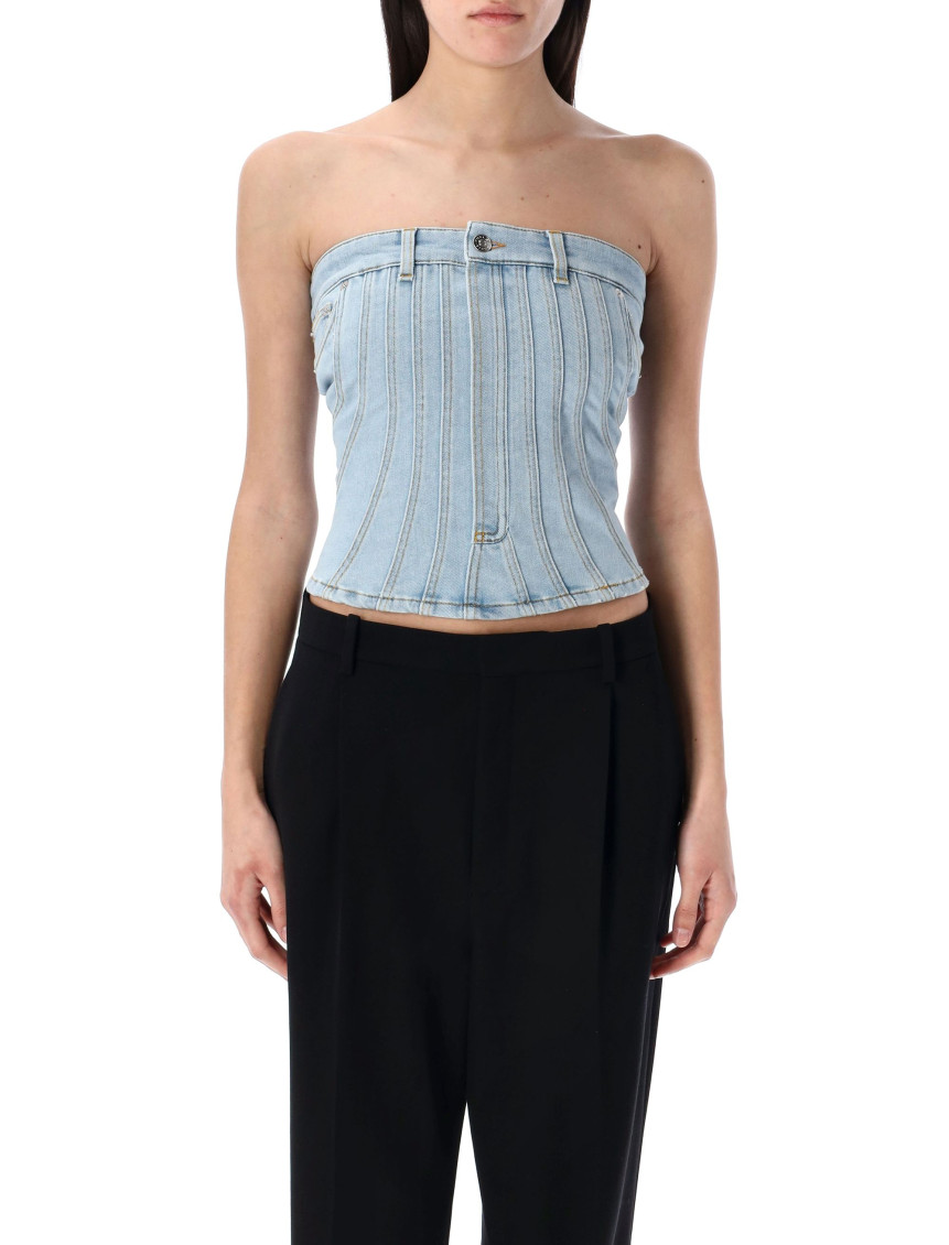 Mugler Women's Denim Bustier Top
