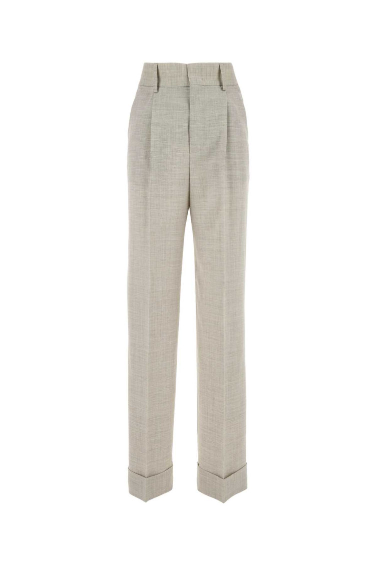 Alberta Ferretti Grey Wide Wool-blend Trousers