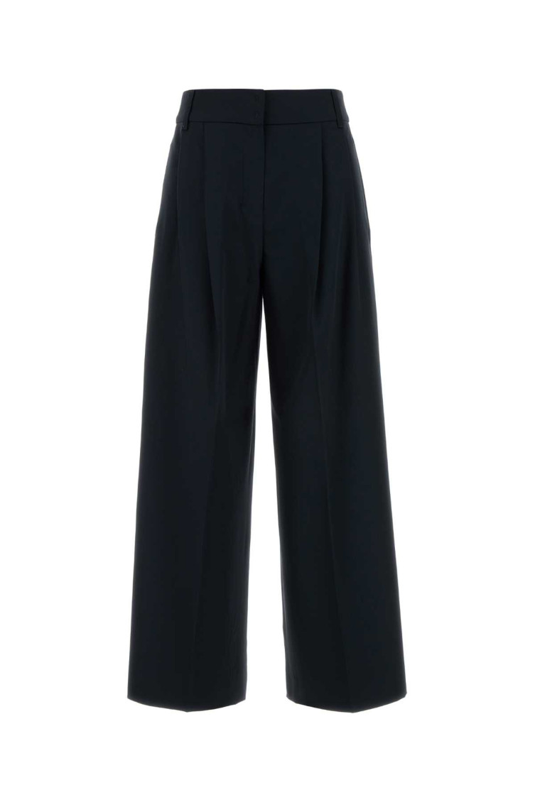Max Mara Navy Blue Wide-leg Trousers In Blue