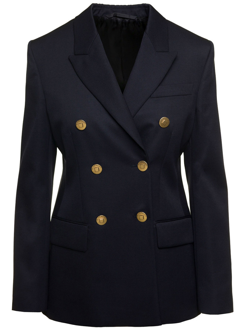 Shop Givenchy Navy Blue Double-breasted Jacket