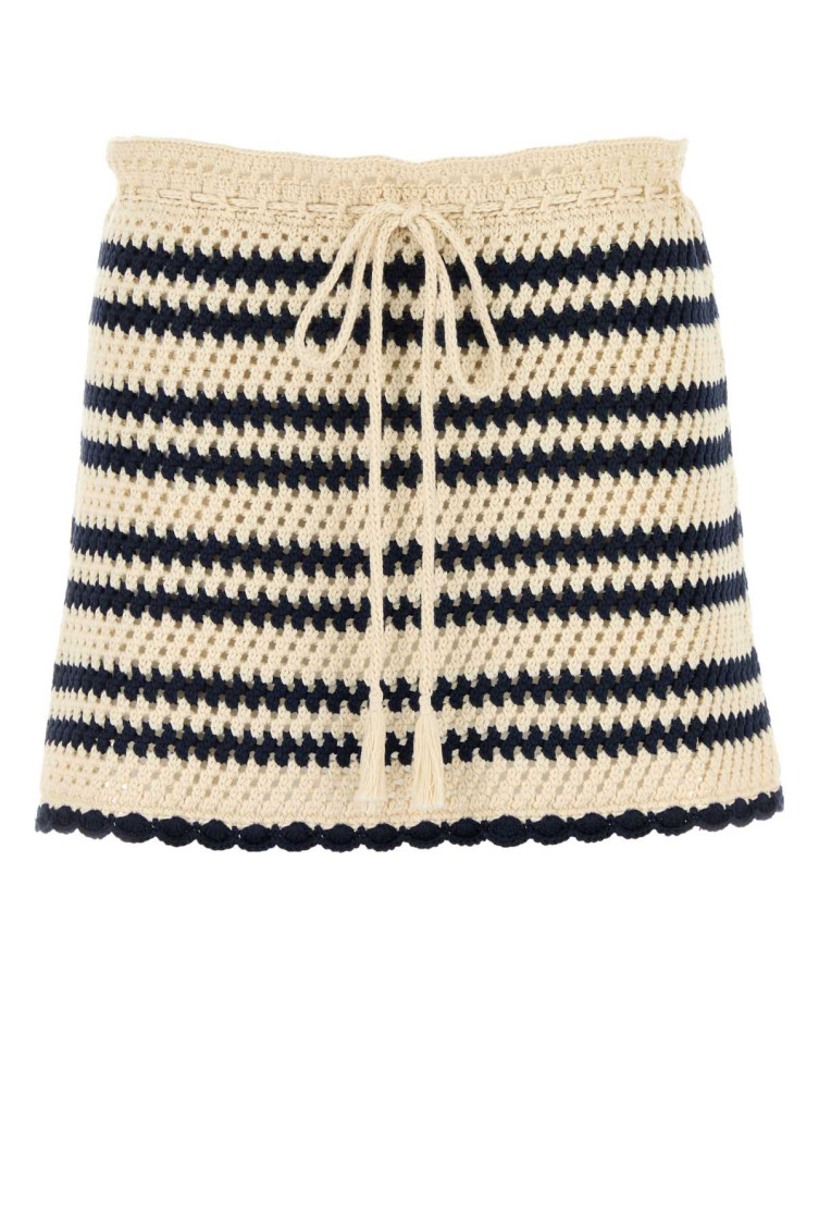 Miu Miu Natural Two-tone Crochet Mini Skirt