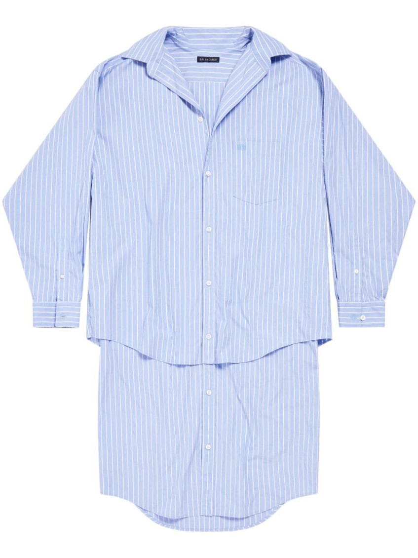 Balenciaga Layered Bb Classic Chemisier Dress In Blue