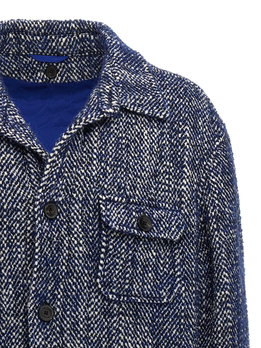 【送料&関税込】Etro Chevron Wool Coat Etro Blue Chevron Wool Jacket for Men Online USA at Darveys.com