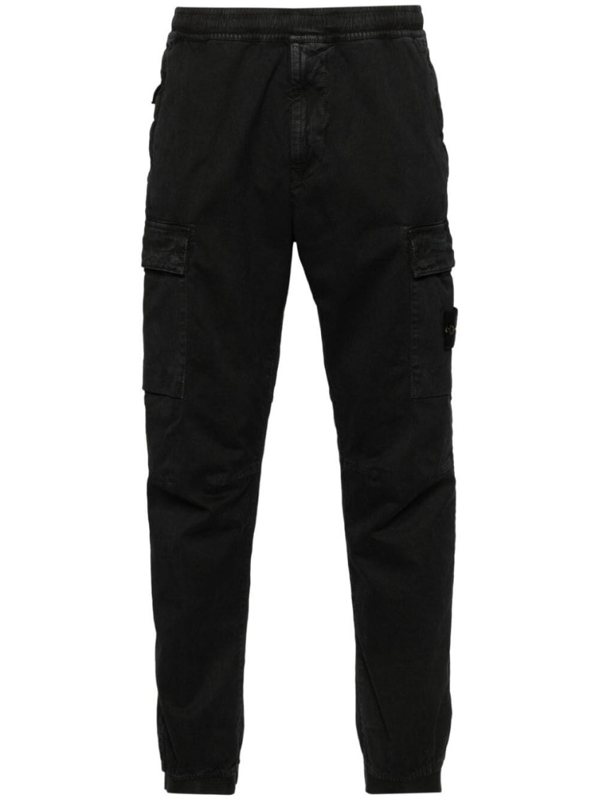 Stone Island Compass-badge Tapered Leg In Black