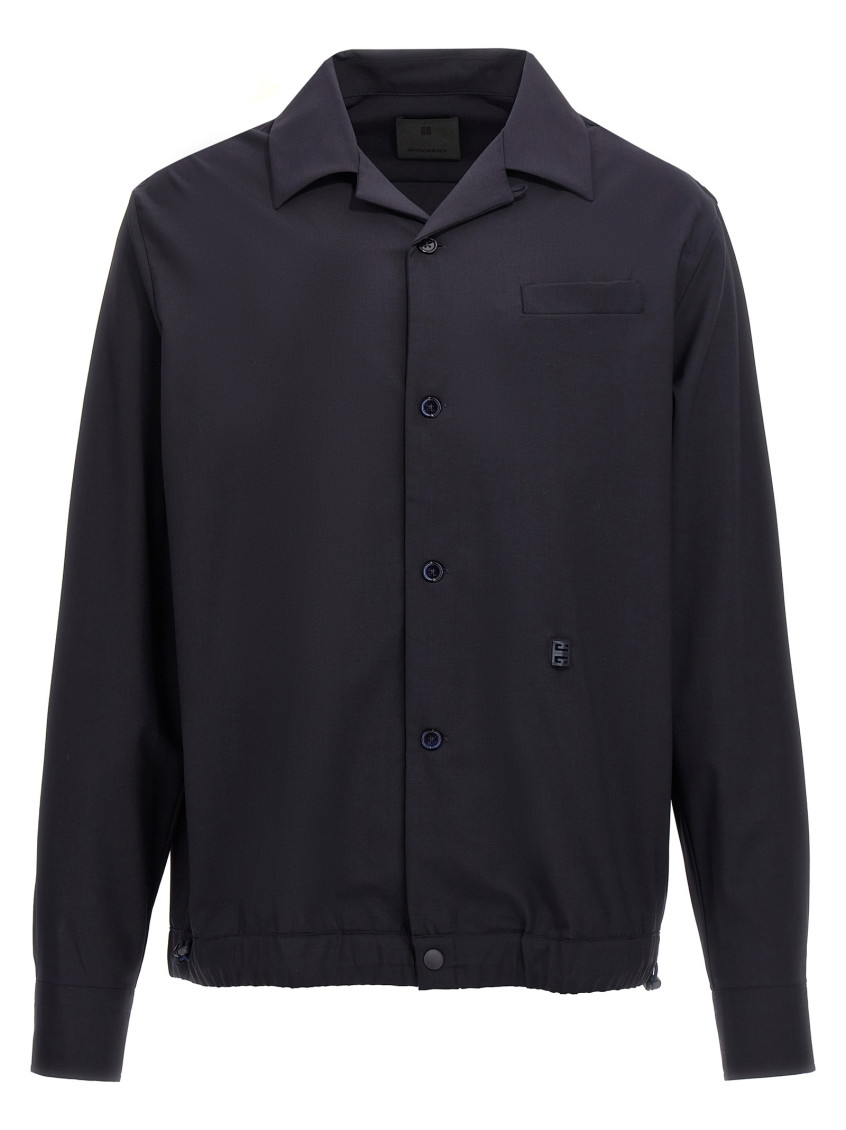 Givenchy Blue Logo Plaque Shirt In Blue