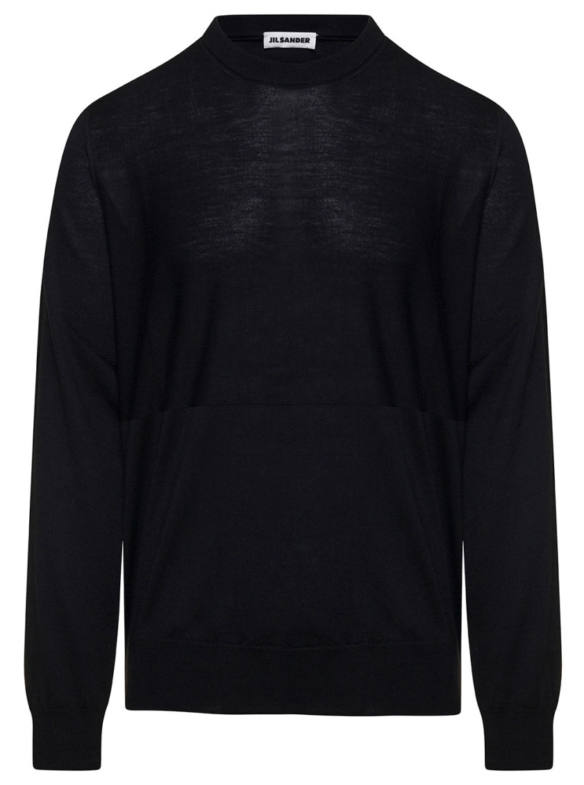 Jil Sander Black Crewneck Sweater With Long Sleeves In Wool Man In Black