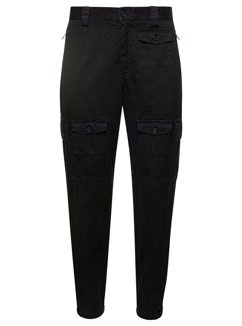 Dolce & Gabbana Cargo Pants With High Waist And Multiple Pockets In Black