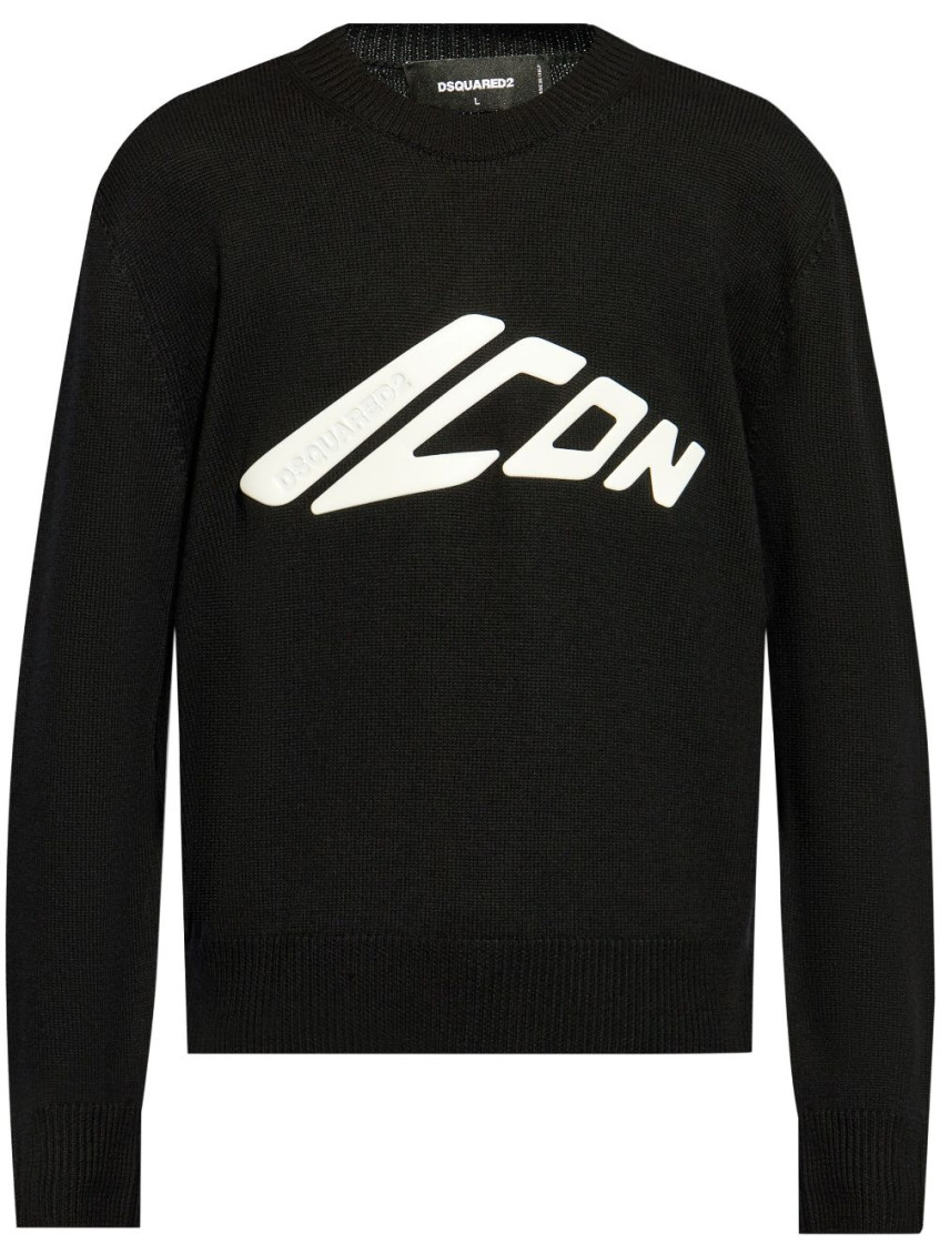 Dsquared2 Icon Logo-print Virgin Wool Jumper In Black