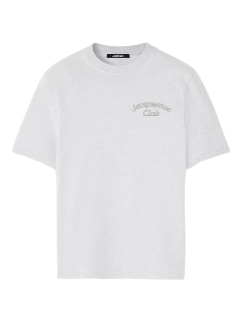 Jacquemus Grey Cotton T-shirt With Embroidered Logo In Gray