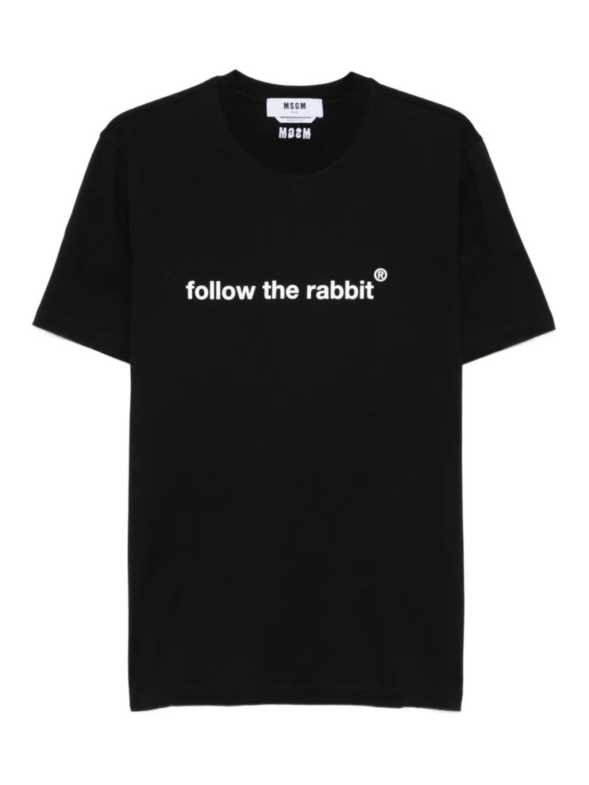 Msgm Rabbit Graphic Print Crew Neck T-shirt In Black