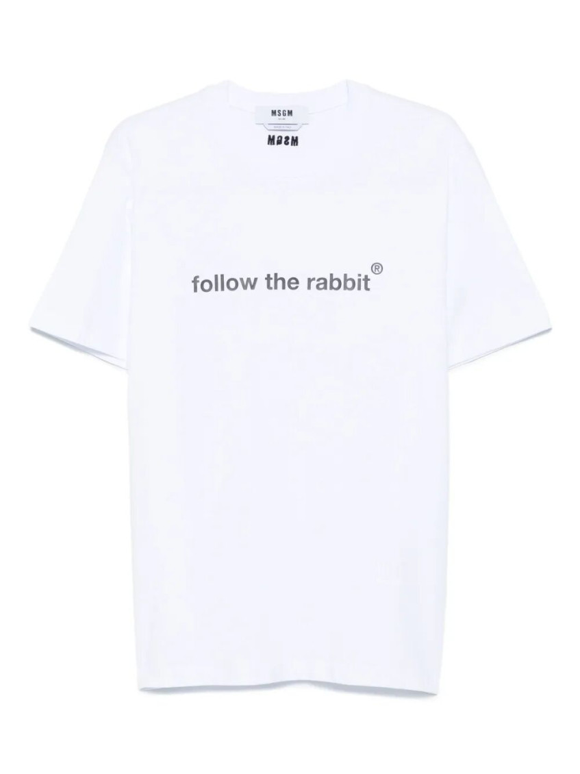 Msgm Rabbit Graphic Print Crew Neck T-shirt In White