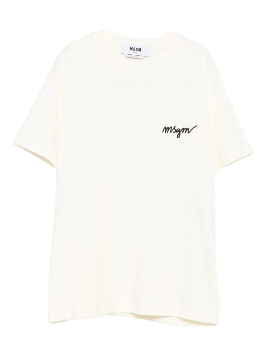 Msgm Off White Logo T-shirt In White