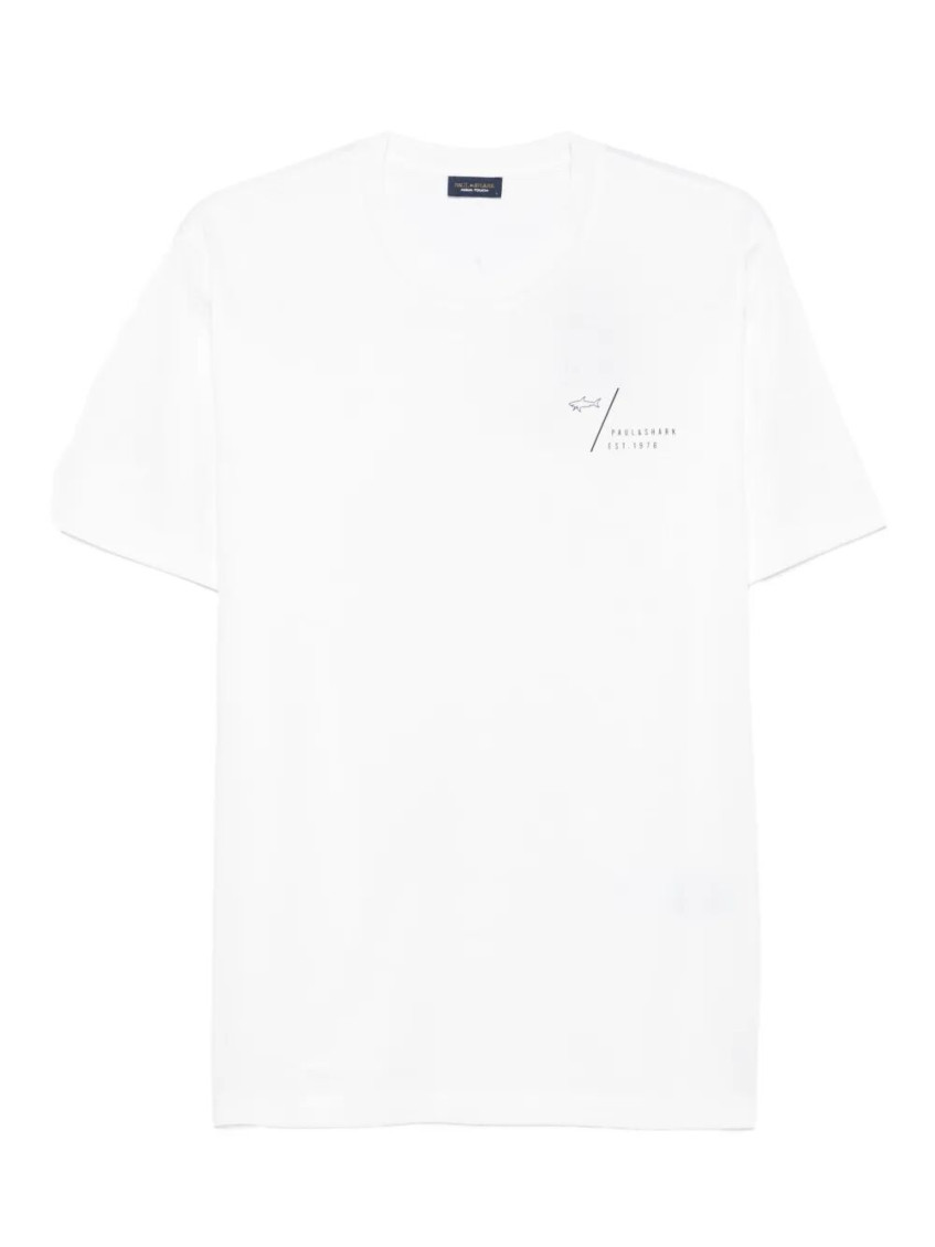 Paul & Shark Back-print Cotton T-shirt In White