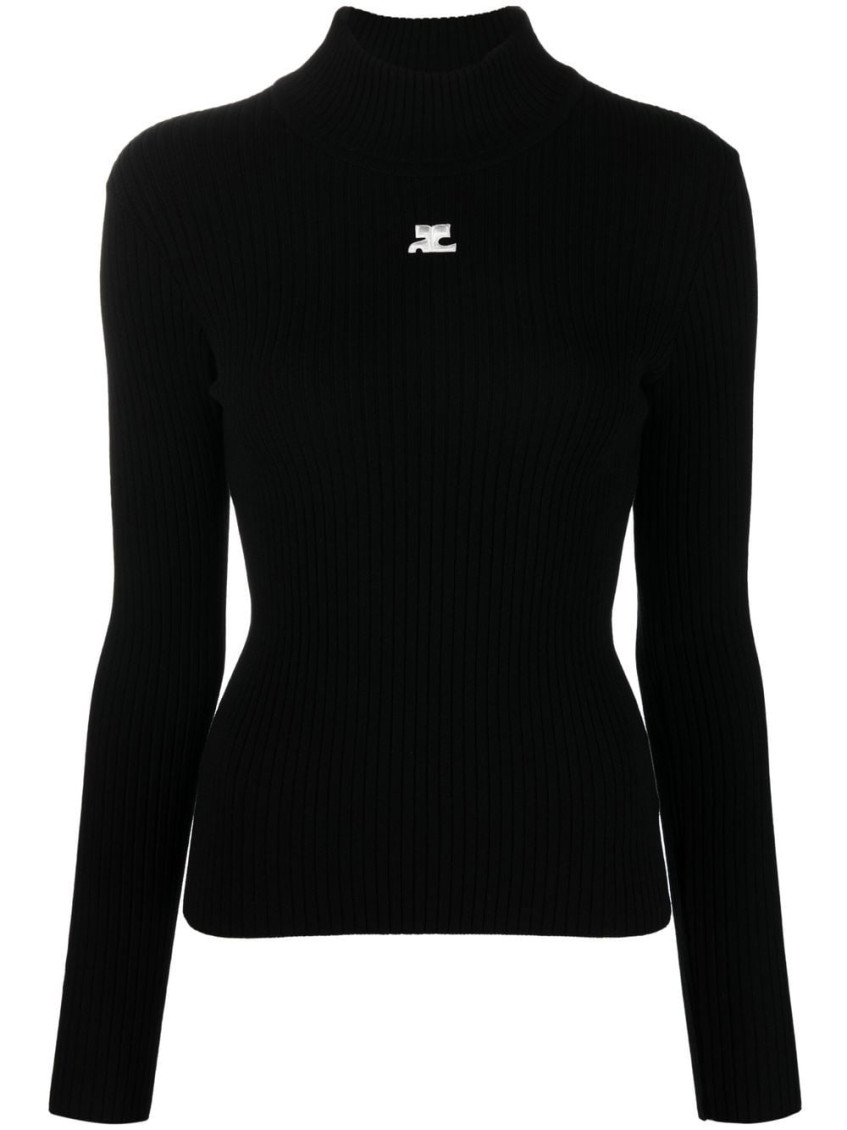 Shop Courrèges Black Roll Neck Pullover