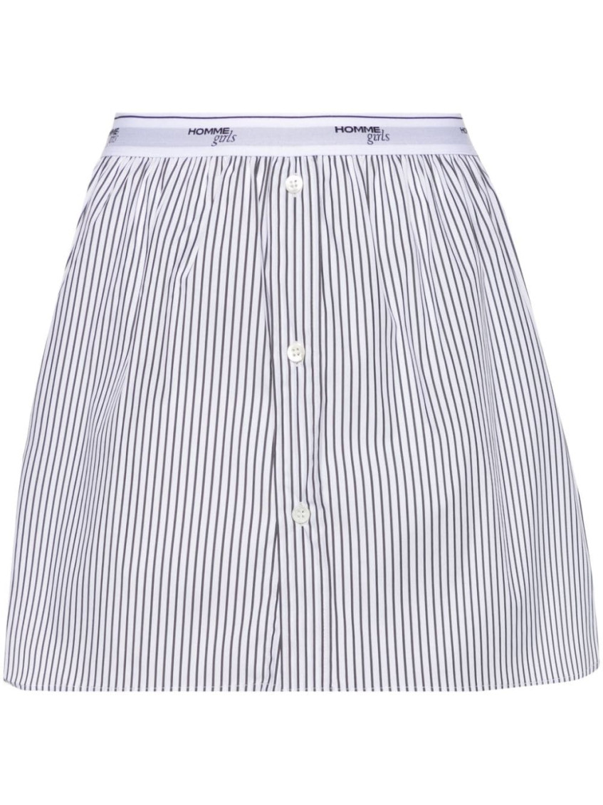 Hommegirls White Shirttail Miniskirt In Blackwhite