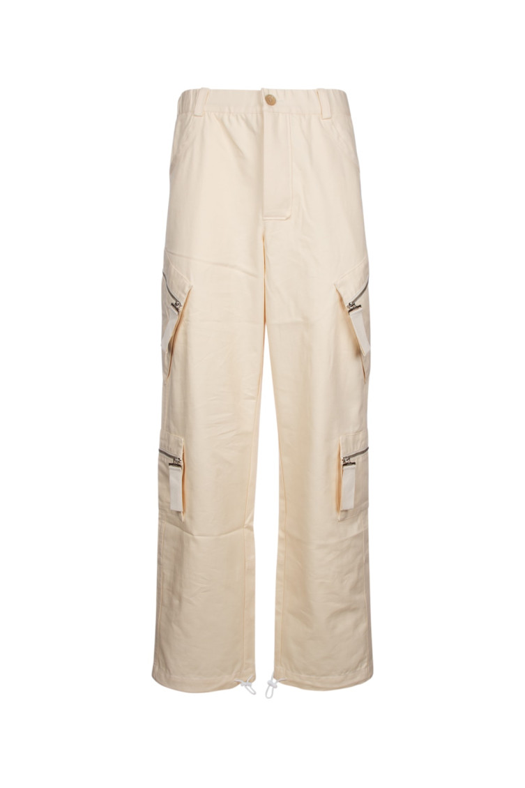 Jacquemus Off White Brown Straight Leg Pant In Off White