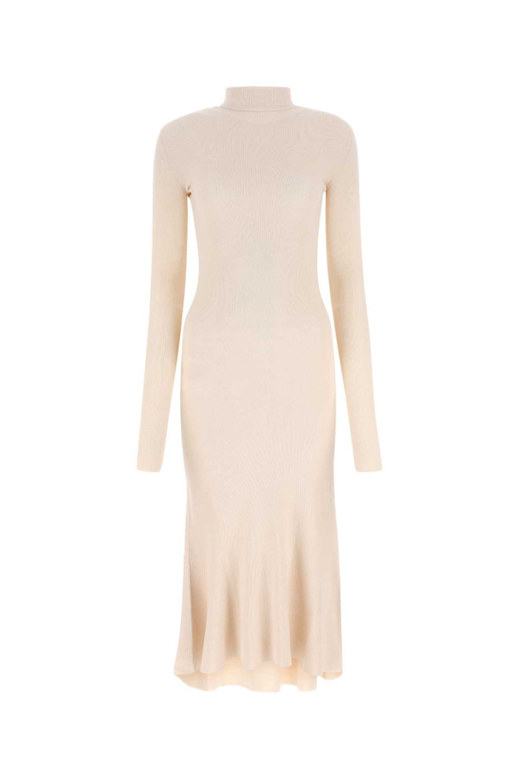 Balenciaga Sand Silk Blend Dress In Beige