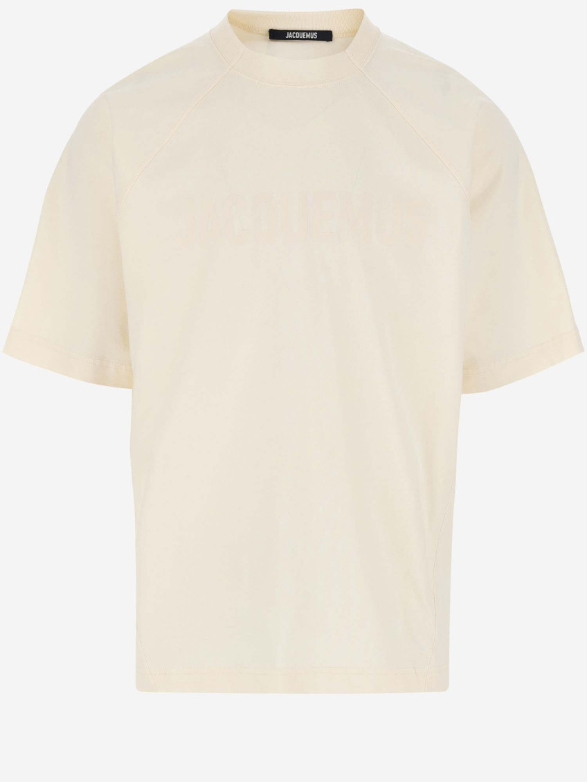 Shop Jacquemus Beige Crewneck T-shirt