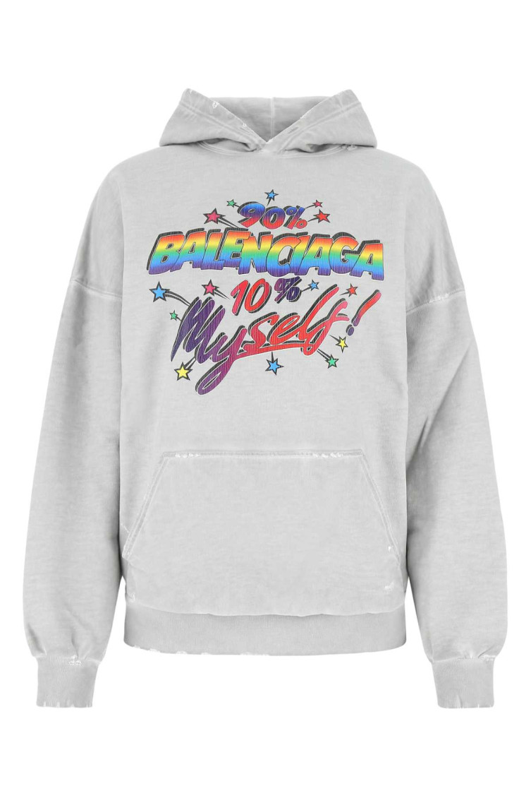 Balenciaga Grey Cotton Oversize Sweatshirt In Multi