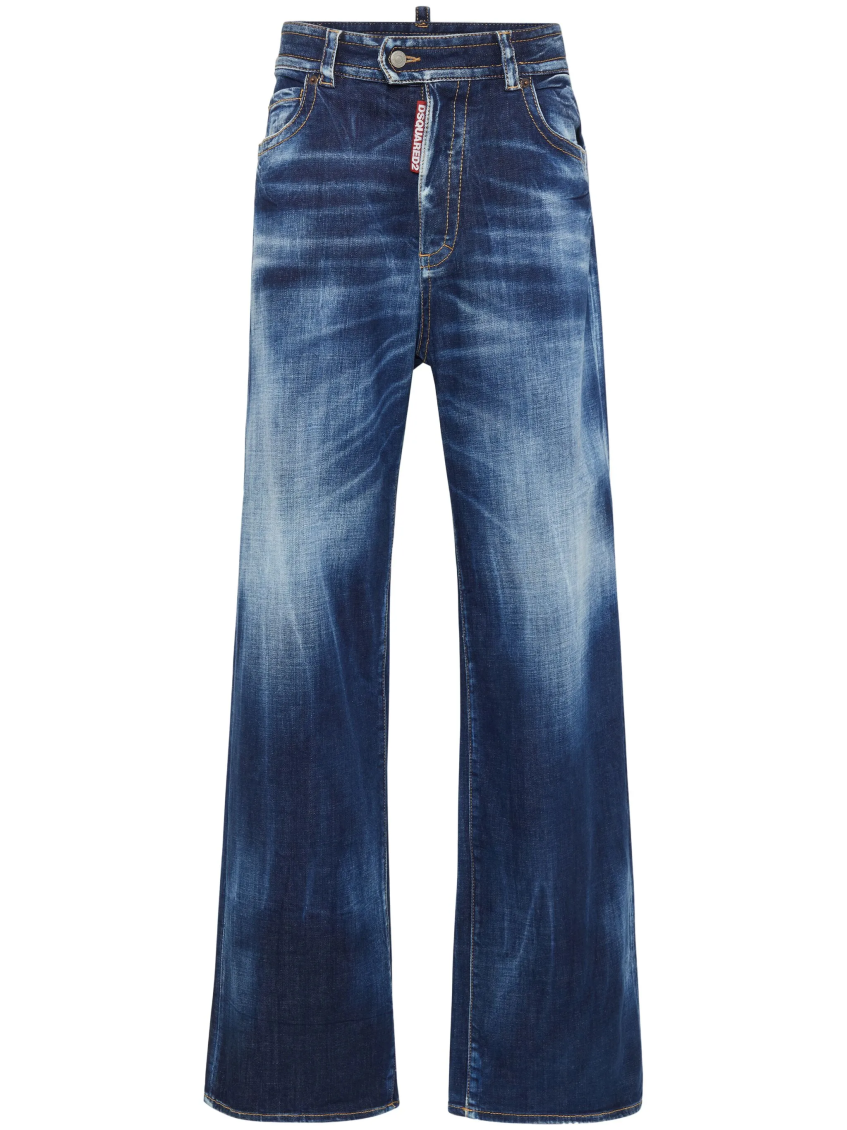 Dsquared2 Distressed Wide-leg Jeans In Blue