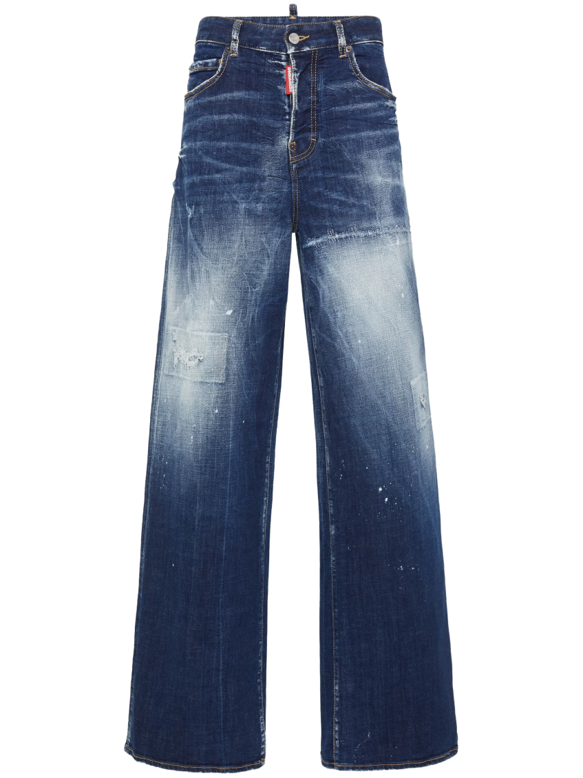 Dsquared2 Wide Leg Denim Traveller Jeans In Blue