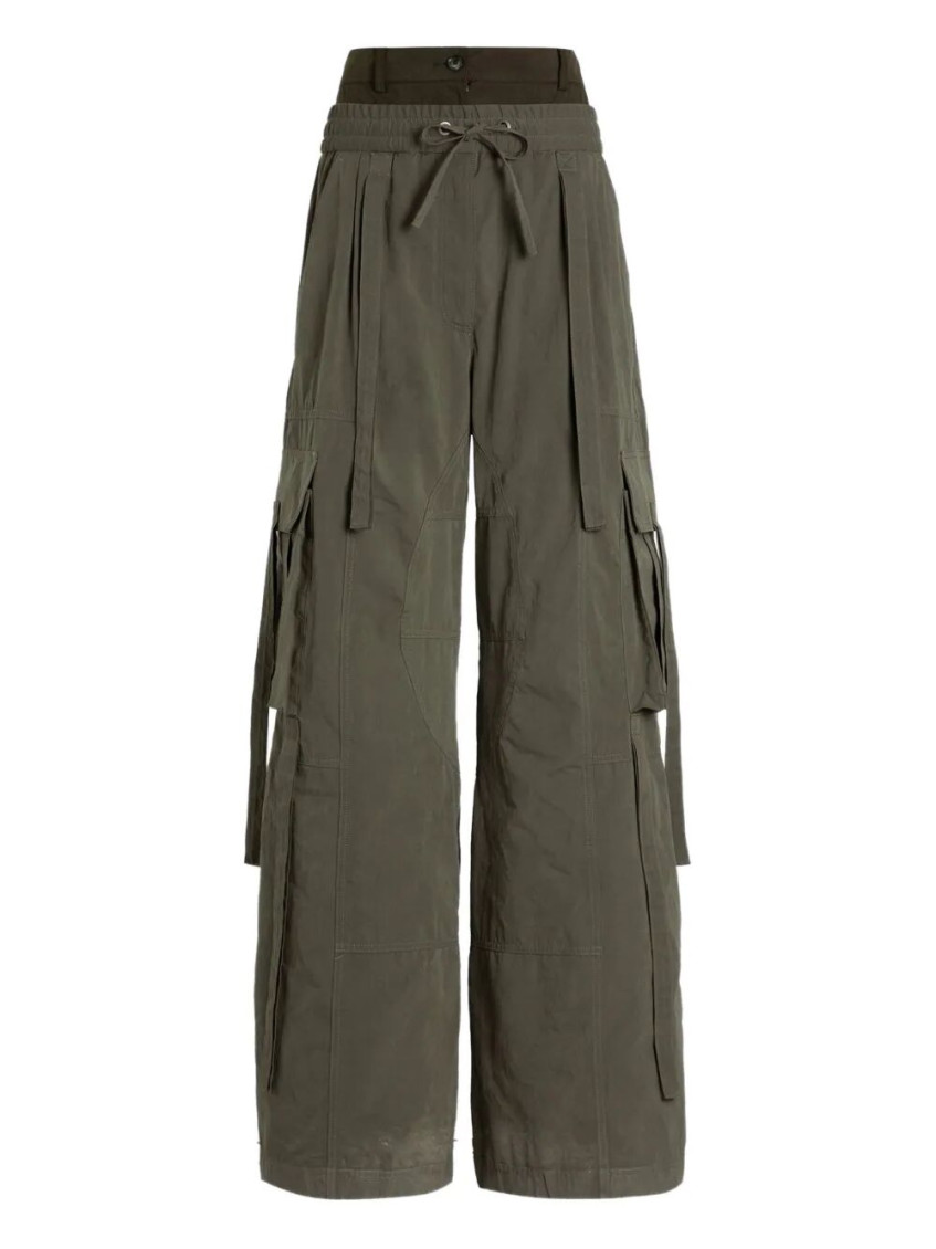 Dolce & Gabbana Cargo Trousers With Drawstring And Pockets In Green
