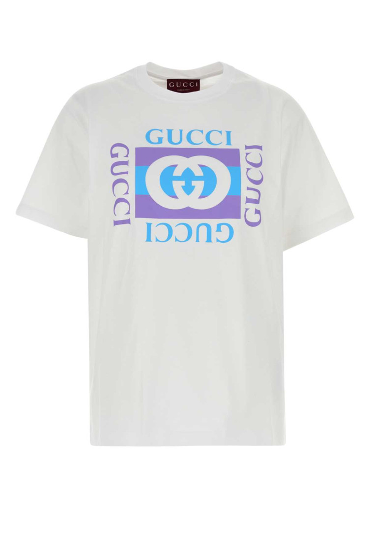 Gucci Women Logo Cotton T-shirt In White