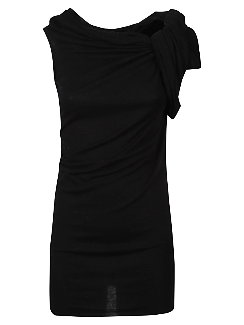 Rick Owens Black Gathered Top In Black