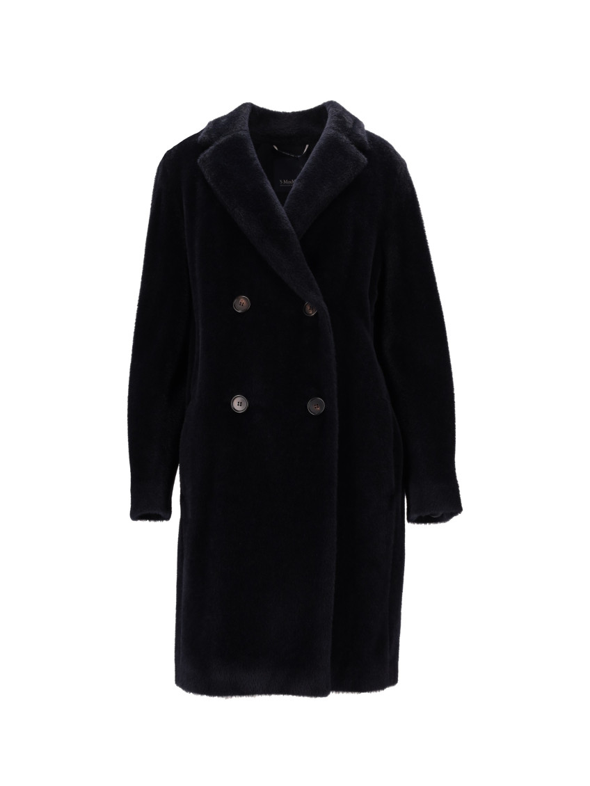 Max Mara Dark Blue Wool Coat In Blue