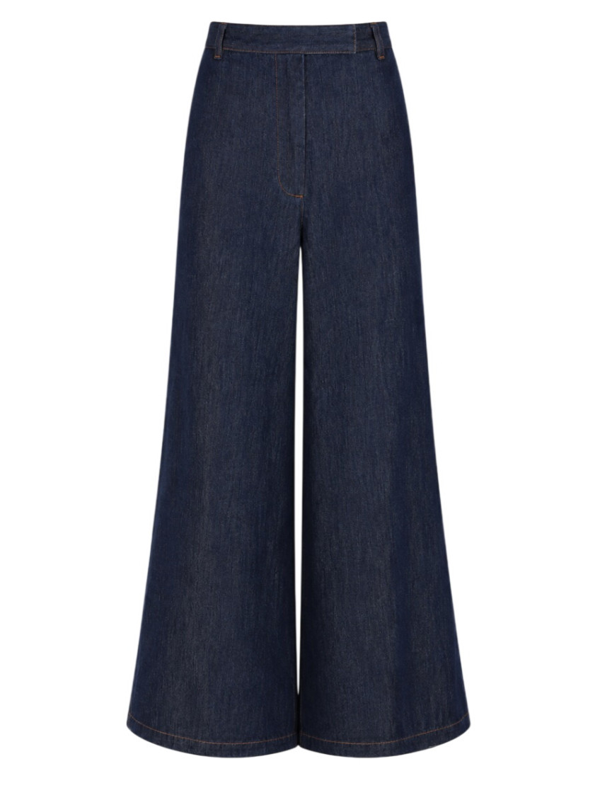 Dries Van Noten Blue Flared Flat Front Pants