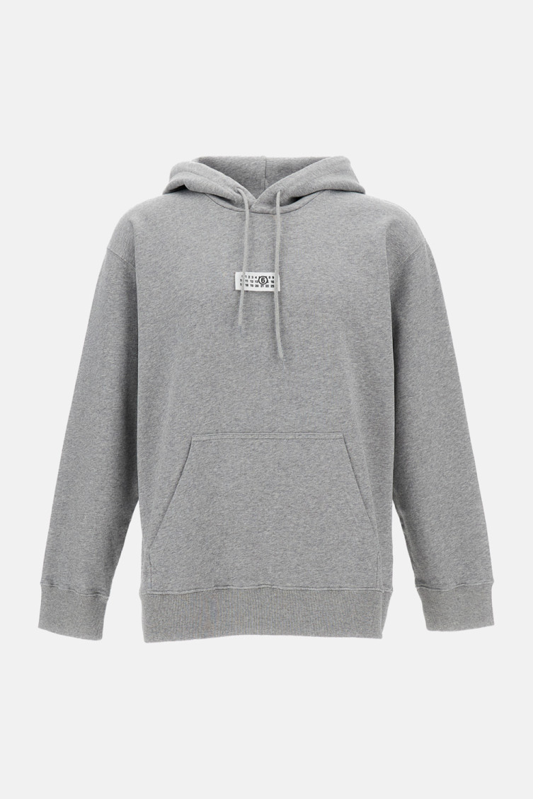 MM6 Maison Margiela Grey Logo Patch Hoodie for Men Online USA at