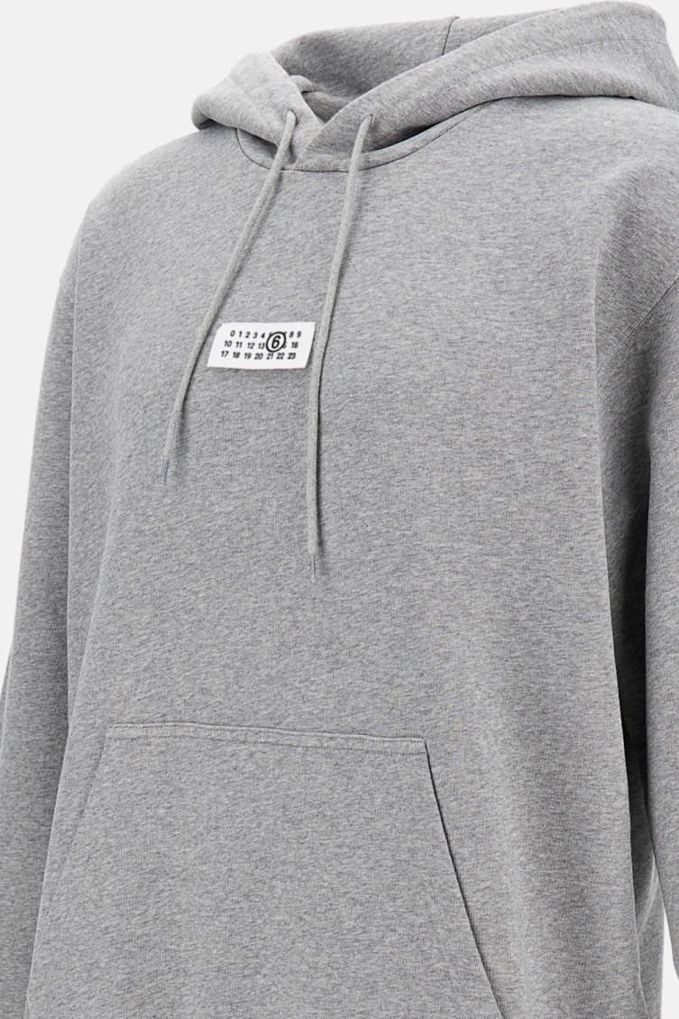 MM6 Maison Margiela Grey Logo Patch Hoodie for Men Online USA at