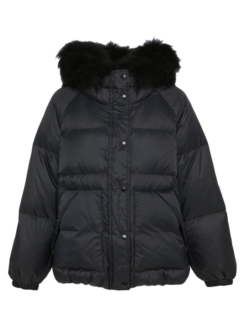 Yves Salomon Black Puffer Jacket In Black