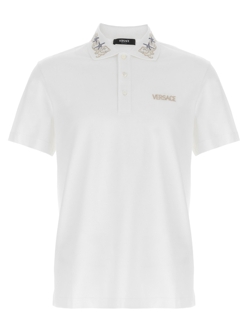 Versace White Barocco Sea Polo Shirt In White