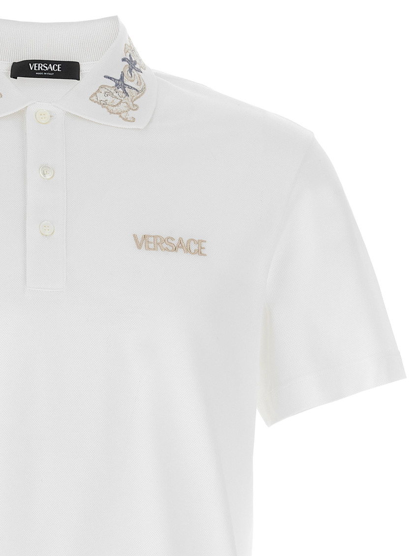 【関税込み】versace 'Barocco Sea' polo shirt Barocco Polo Shirt Blue | VERSACE US