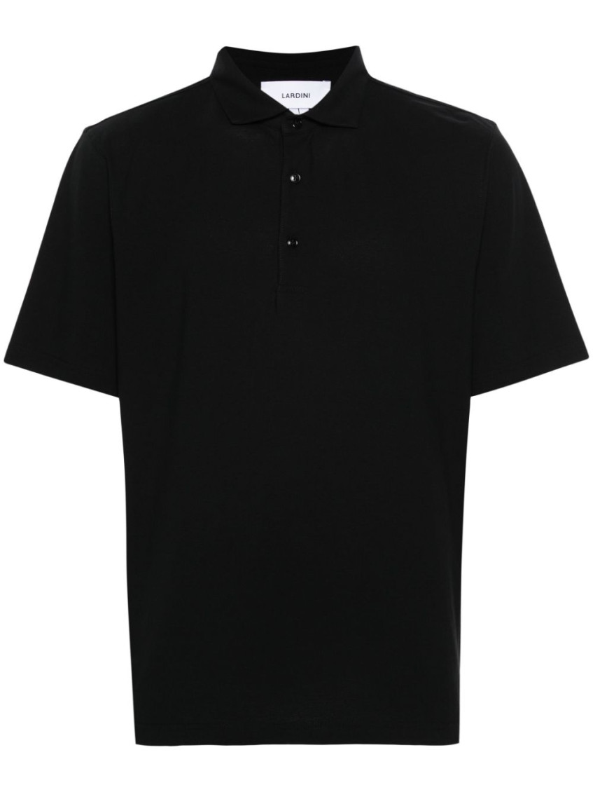 Lardini Logo-embroidered Cotton Polo Shirt In Black