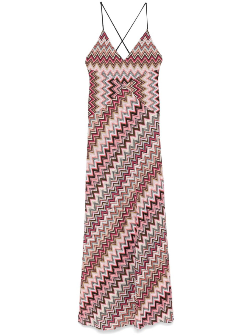 Shop Missoni Multicolor Plunging V-neck Dress