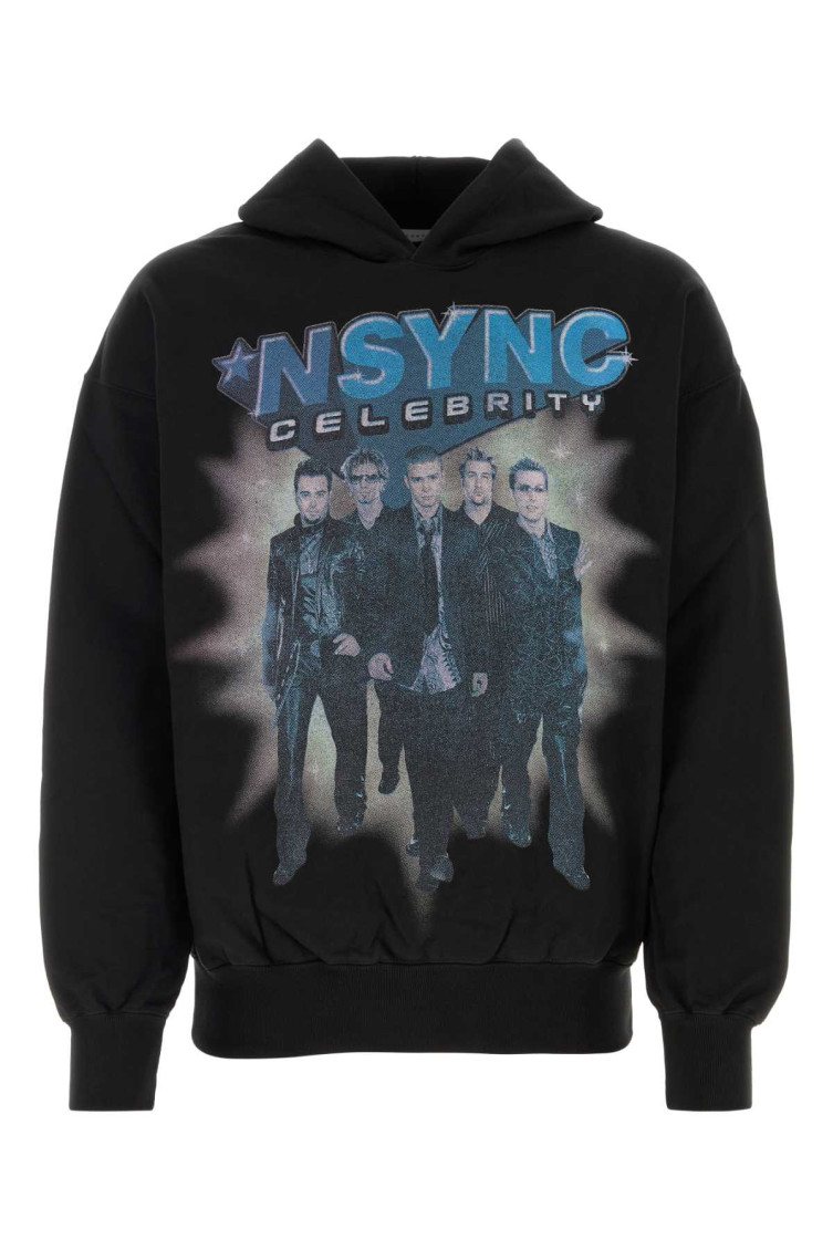 1989 Studio Brushed Cotton Nsync Celebrity Hoodie With 2-pockets In Black