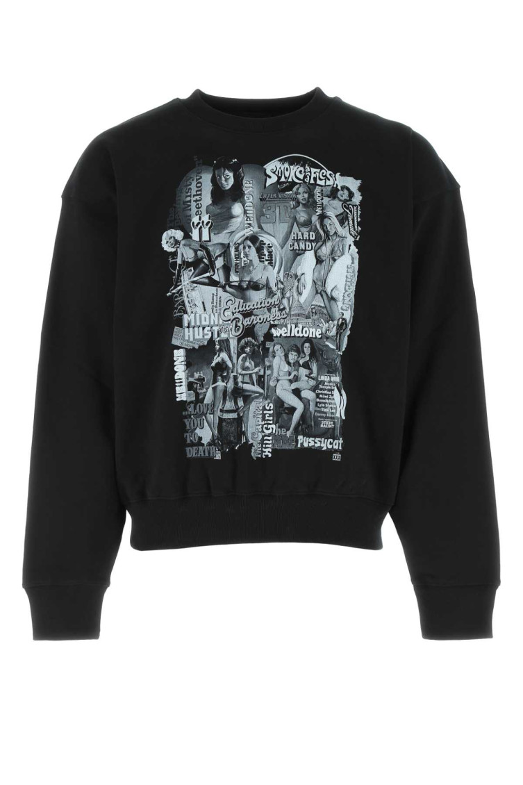 We11 Done We11done Graphic Printed Crewneck Sweatshirt In Black
