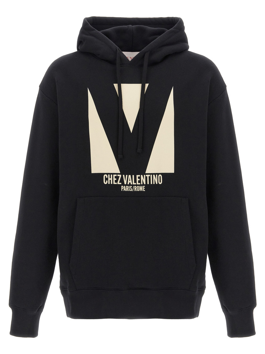 Shop Valentino Black Logo Hoodie