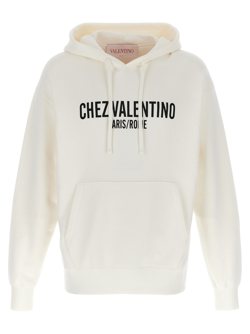 Valentino White Logo Hoodie In White