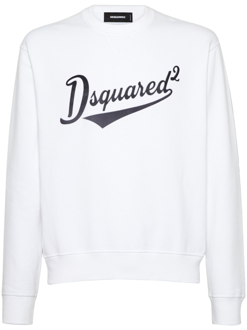Dsquared2 Velvet Logo Sweatshirt In White