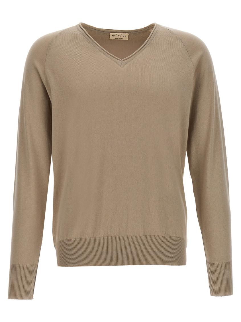 Ma'ry'ya Beige Cotton Sweater In Beige