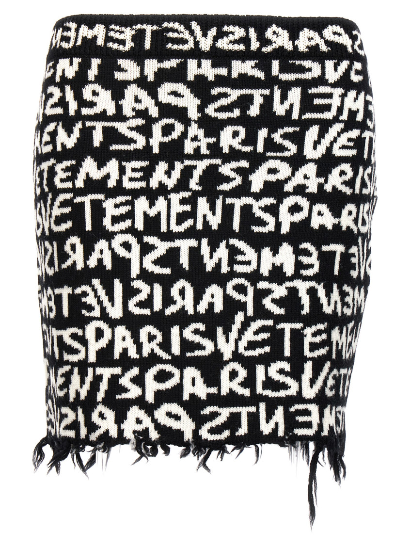 Shop Vetements Blackwhite Graffiti Monogram Skirt