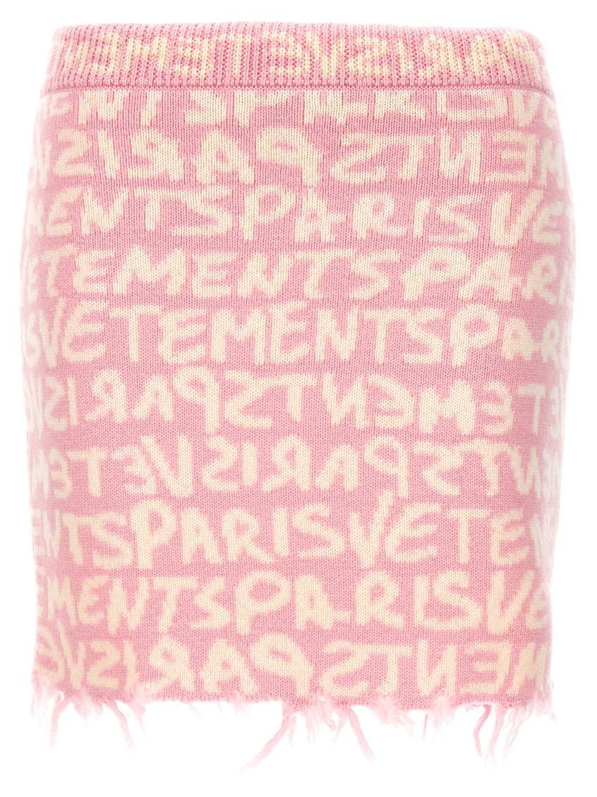 Shop Vetements Light Pink Graffiti Monogram Skirt