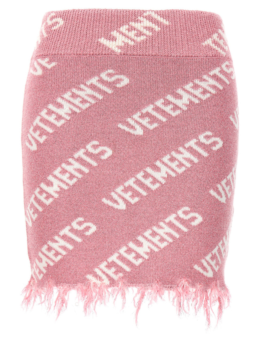 Shop Vetements Light Pink Iconic Lurex Monogram Skirt