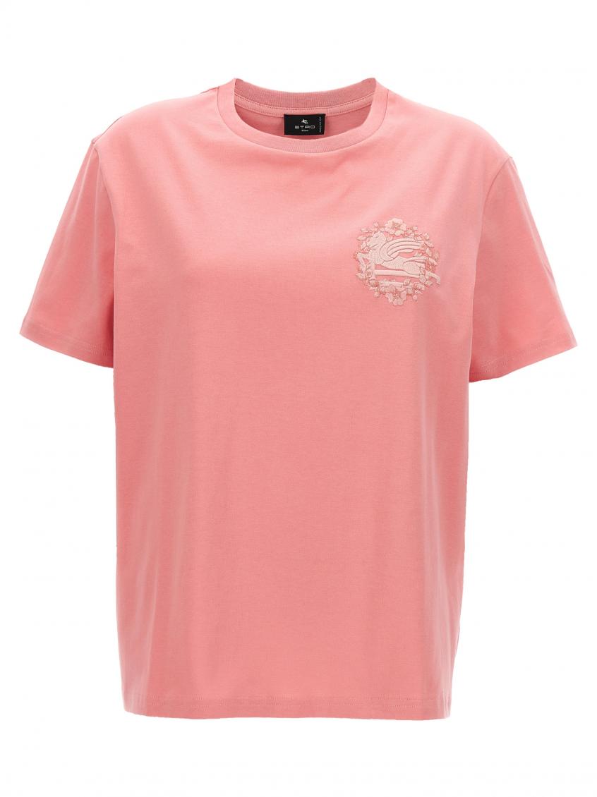 Etro Light Pink Logo Embroidery T-shirt In Light Pink