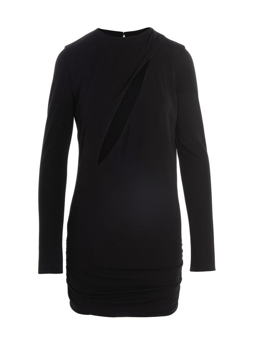Versace Black Fitted Minidress With Cut-out Detail In Viscose Woman In Black